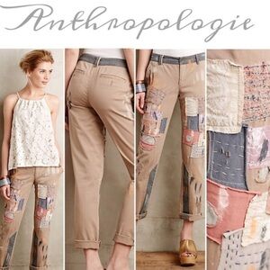 Anthropologie Pilcro Beige Patchwork Chino Pants Women’s Sz 27 Hyphen Collab